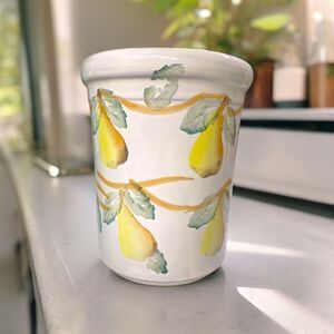Ceramiche Nicola Fasano Grottaglie Italy Utensil Holder Canister - Pear Print